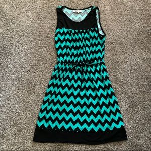 black and turquoise chevron dress